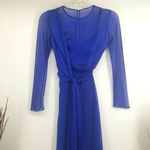 Jones New York Unique Sheer Wrap Dress with UnderSlip